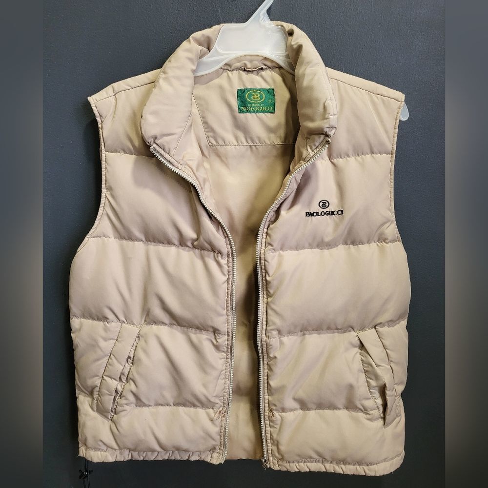 Paologucci Puffer Vest Tan Size 100 Vintage Flawed
